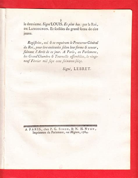 LETTRE PATENTES DU ROI QUI Prorogent La Chambre De La Tournelle Civile