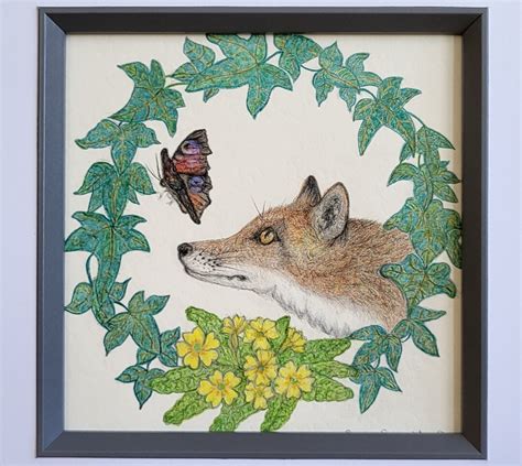 Original Artwork. Original Fox Drawing. Original Wildlife Art. Framed ...