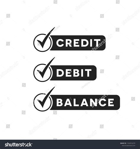 Set Banking Financial Credit Debit Balance Stock Vector (Royalty Free