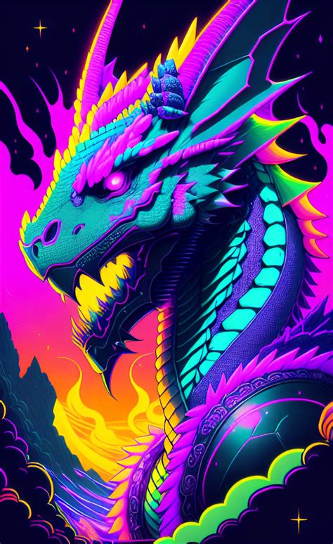 Purple Eyed Neon Dragon By Awerozme On Deviantart