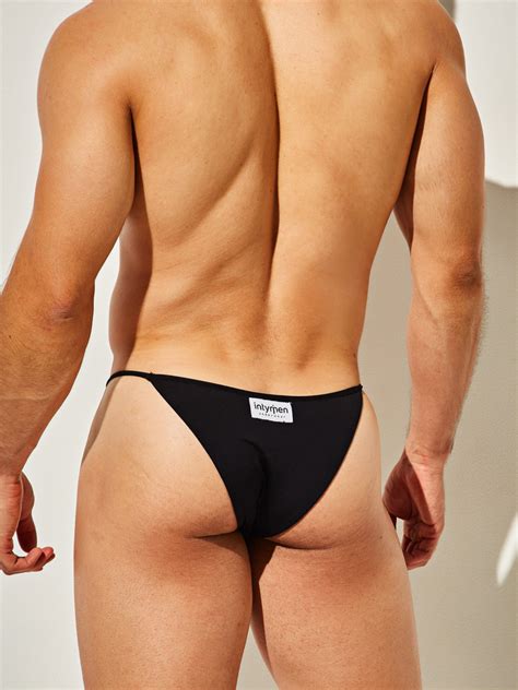 Mocno wycięte slipy męskie Brasilian bikini INI INTYMEN Czarne czarny Najlepsze Gacie