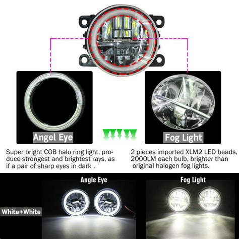 LED Fog Light Angel Eye Rings Daytime Running Lights DRL Fit For