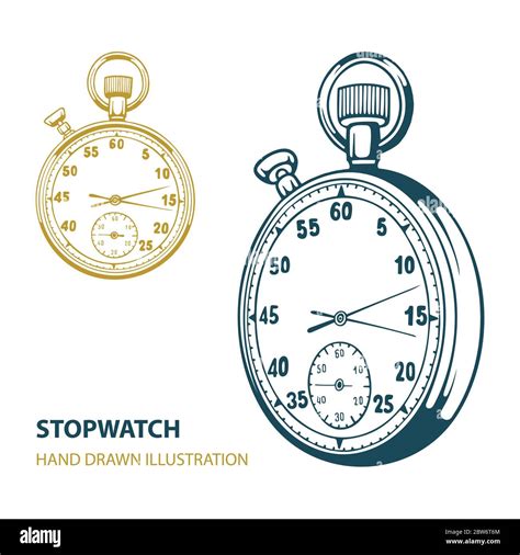 Stopwatch Stopwatch Hand Drawn Vector Illustration Isolated On White
