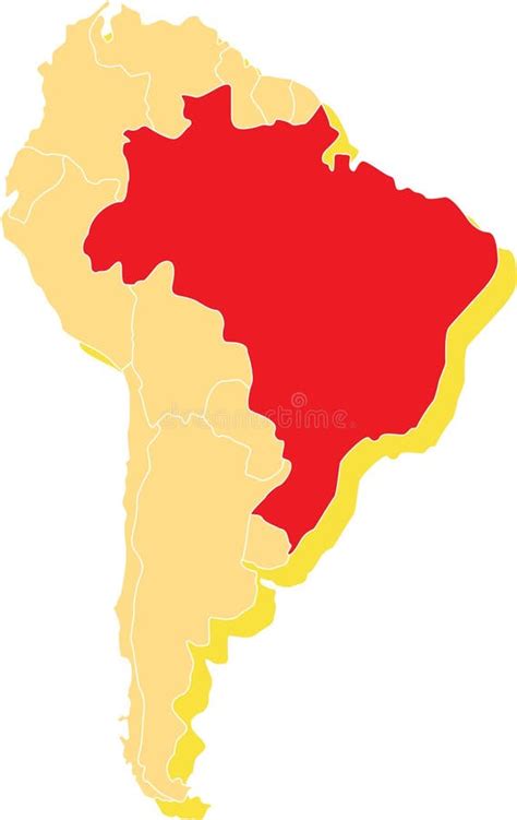 Mapa Resaltado De Brasil Dentro Del Mapa De América Latina Del Sur Ilustración del Vector