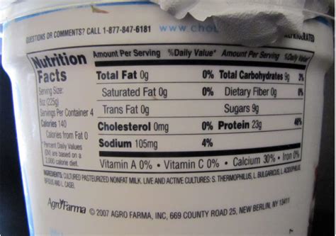 Chobani Plain Greek Yogurt Label Tucson Bariatric
