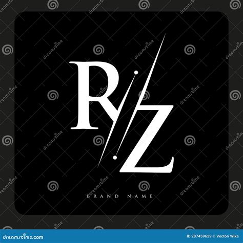 Initial Logo Letter RZ for Company Name Black and White Color and Slash
