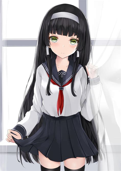 Safebooru 1girl Bangs Bishoujo Mangekyou Black Hair Black Legwear