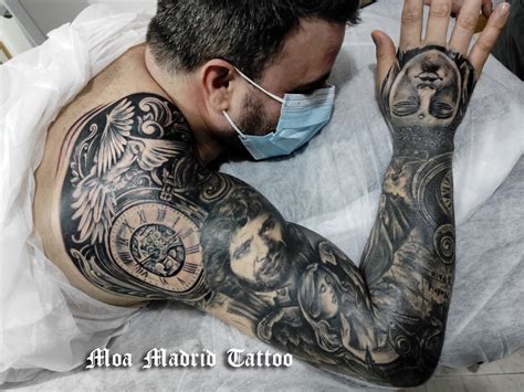 GRAN tatuaje de brazo entero, hombro y mano en realismo | Moa Madrid
