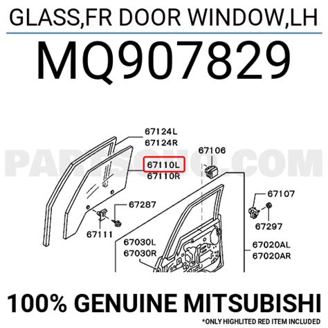 GLASS,FR DOOR WINDOW,LH MQ907829 | Mitsubishi Parts | PartSouq