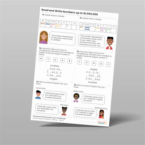 Read And Write Numbers Up To 10000000 Reasoning And Problem Solving Resource Classroom Secrets