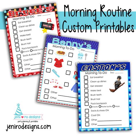 Custom Printables to help with their morning routine before school