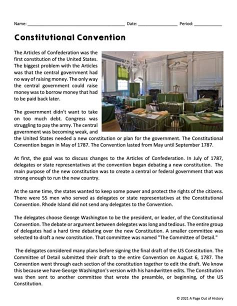 Constitutional Convention Worksheet Answers