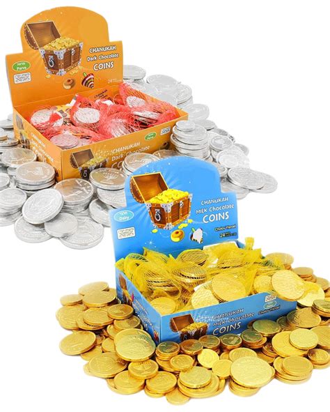 Chocolate Hanukah Gelt Bulk Kosher Gold Coins, Variety Pack, 24 Milk