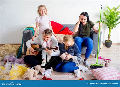 Kids Created A Mess At Home Stock Photo Image Of Happy Play 95211768