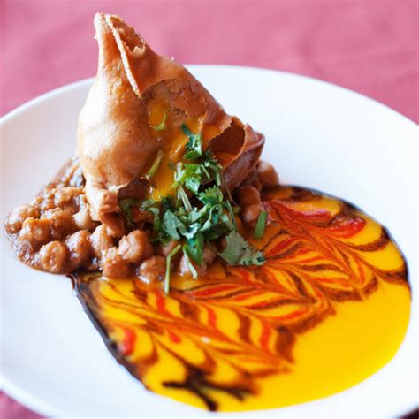 vegetable samosa chaat rangoli kitchen bar
