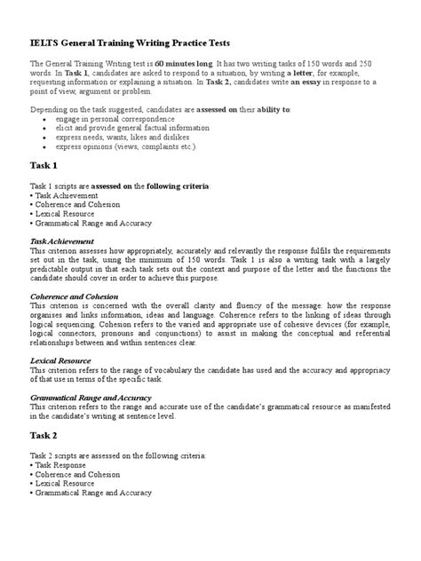 ielts general training writing practice tests  question