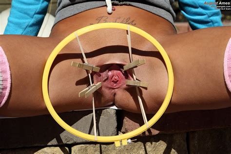Sexy August Ames Using A Pussy Spreading Device Photos