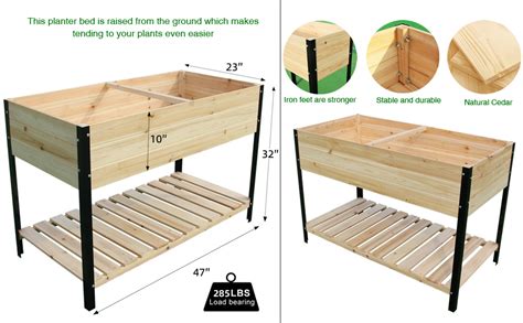 Amazon Sfjc Raised Garden Bed With Strong Iron Legs Elevated Wood