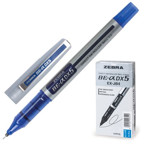 Ручка-роллер ZEBRA "Zeb-Roller DX5", СИНЯЯ, корпус серебристый – купить ...