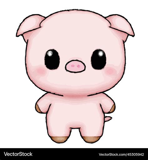 Cute pig kawaii chibi drawing style Royalty Free Vector