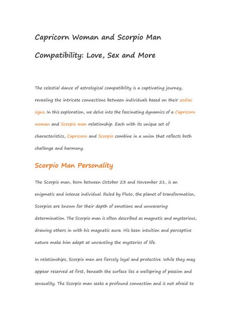 Capricorn Woman And Scorpio Man Compatibility Love Sex And More Pdf