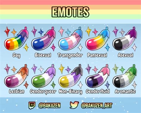 Pride Flag Eggplants Emotes For Twitch Discord Lesbian Etsy Lgbtq