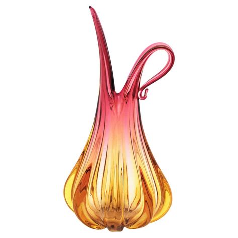 Archimede Seguso Murano Ribbed Sommerso Vase 1950s For Sale At 1stdibs