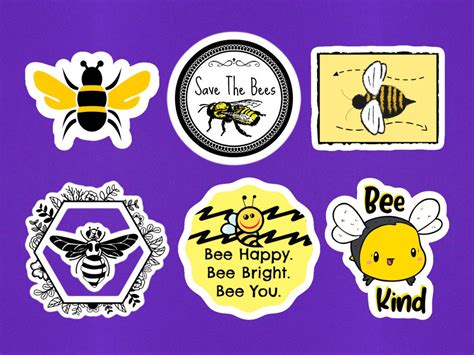 Bumble Bee Sticker Pack Set Of 6 3 Die Cut Stickers Etsy
