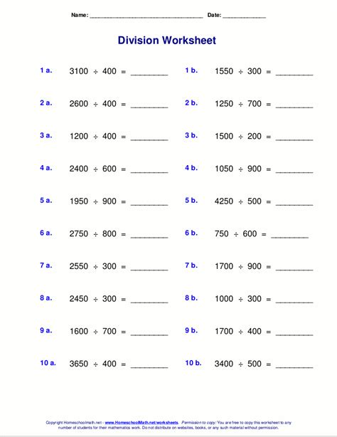 Worksheets For Division With Remainders