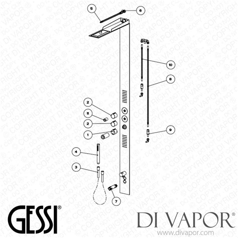 Gessi External Parts For Shower Column With Built In Thermostatic Mixer