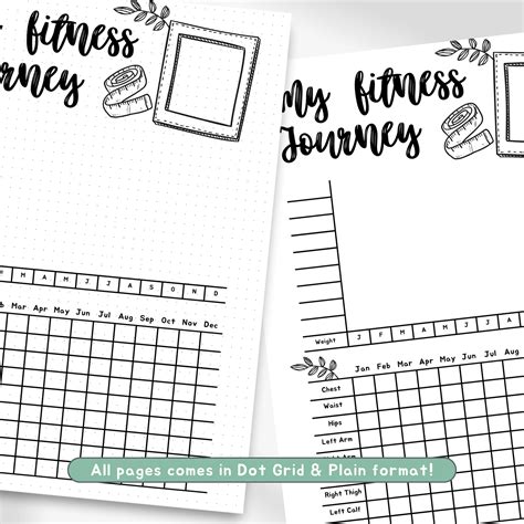 Yearly Weight Tracker Chart, Body Measurement Log, My Fitness Journey