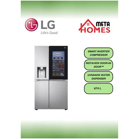 Lg 674l Side By Side Fridge With Intsaview And Door In Door™ Noble Steel Gc X257cses Shopee