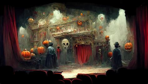 Premium AI Image | Creepy Halloween theater concept art illustration