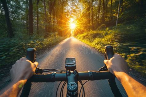 Cycling And Person On A Bike In Nature First Person View Of Riding