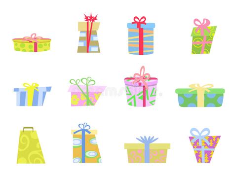 Christmas Or Birthday Gift Clip Art Set Stock Vector Illustration Of