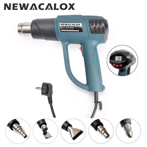 NEWACALOX 2000W 220V EU Plug Smart Thermostat LCD Display Industrial Hot Air Gun For Shrink
