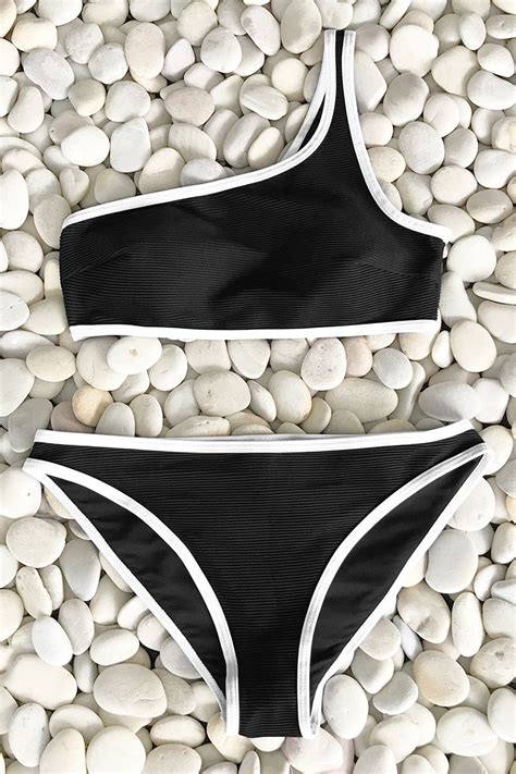 Classic Black One Shoulder Bikini Set
