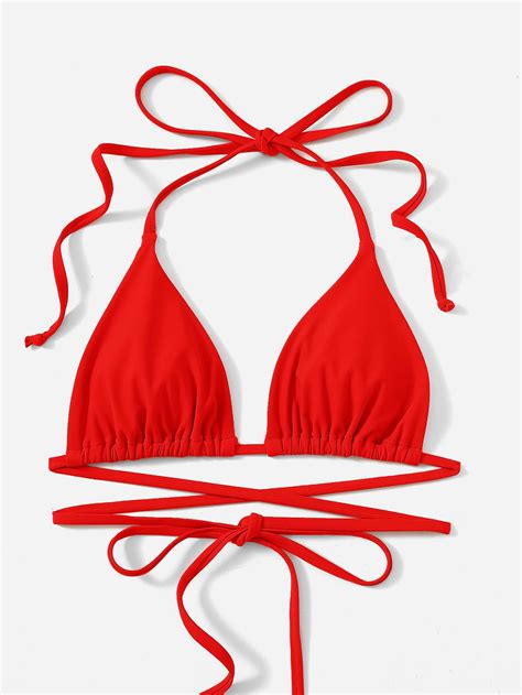 Shein Swim Women Solid Color Halter Tie Sexy Bikini Swimsuit Set Beach Vacation Summer