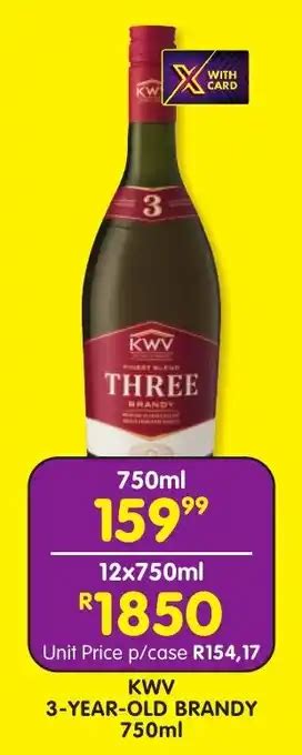 Kwv 3 Year Old Brandy 750ml Offer At Shoprite Liquor