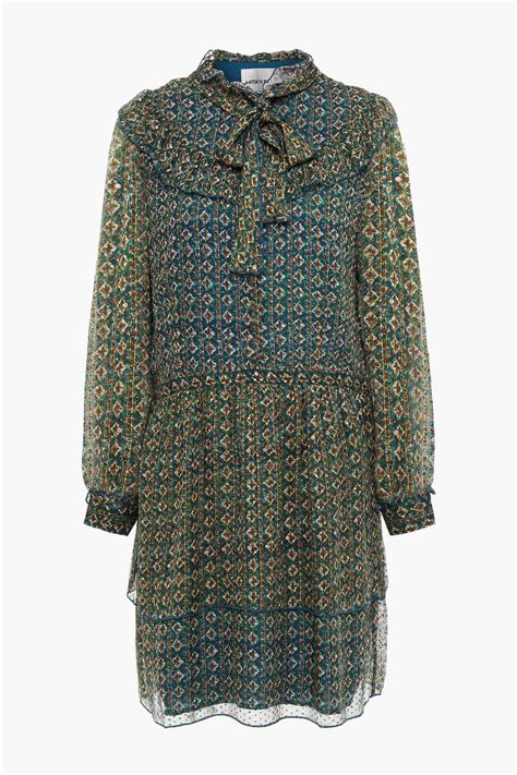 ANTIK BATIK Malo pussy bow tiered printed fil coupé silk blend mini dress THE OUTNET