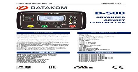 Download Pdf Advanced Genset Controller · Genset Controller The D 500