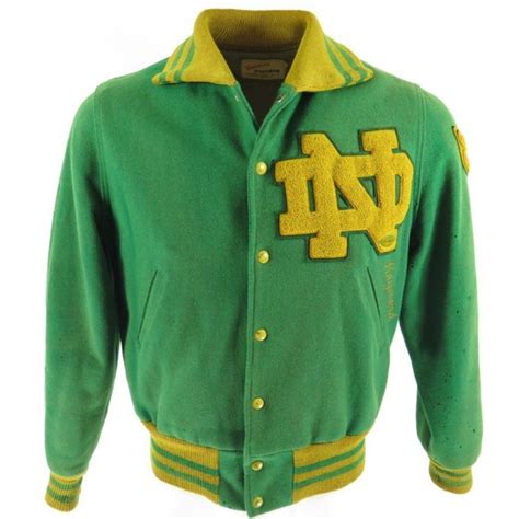 Vintage 50s Notre Dame Letterman Jacket Mens M Football Varsity Wool Patches | The Clothing Vault