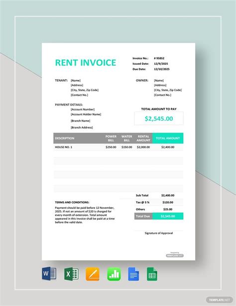 Simple Rent Invoice Template Google Docs Google Sheets Excel Word