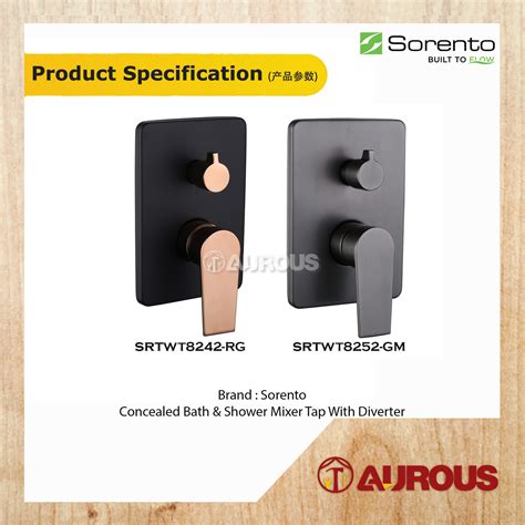 SORENTO BATHROOM CONCEALED BATH SHOWER MIXER TAP WITH DIVERTER HOT COLD SHOWER TAP