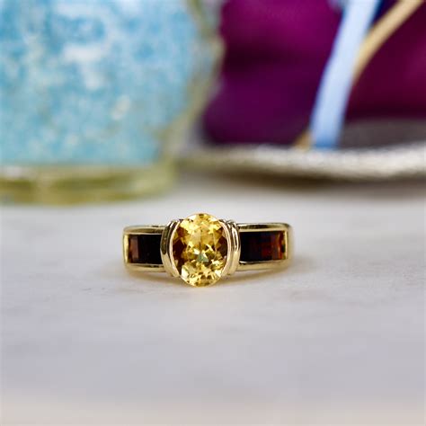 Citrine Garnet Ring In Ct Gold Gems Afire Vintage Jewellery Uk