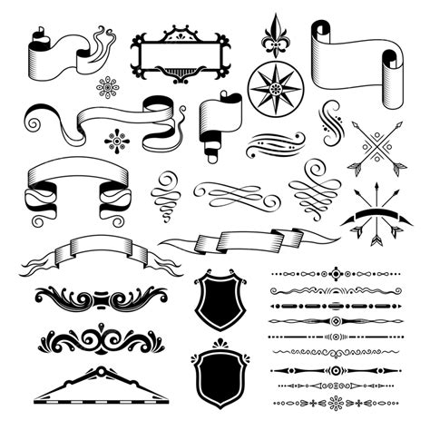 Retro Design Elements Vector Hd Png Images Retro Vintage Design