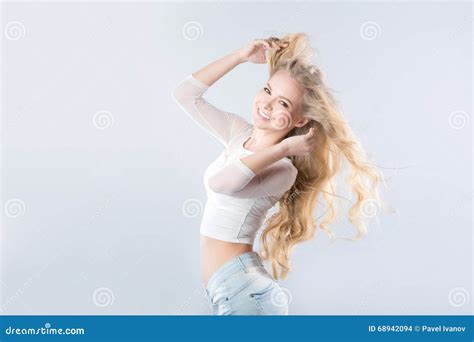 Beautiful Blonde Hair In The Wind Stock Photo Image Of Makeup Hair