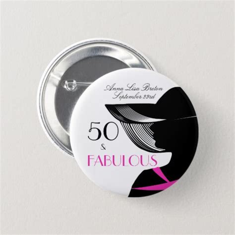 50 And Fabulous Art Deco Elegant 50th Birthday Pinback Button Zazzle