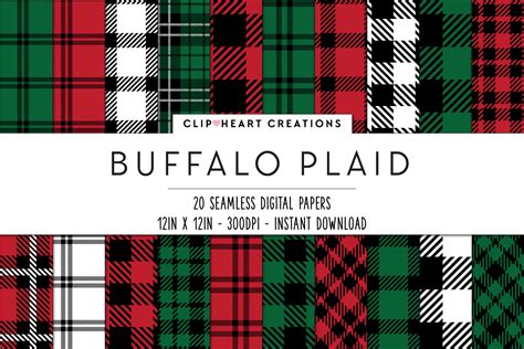 Buffalo Plaid Seamless Digital Papers Graphic By Clipheartcreations