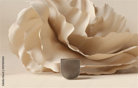 D Display Podium Beige Background With Pedestal Brown Nude Cloth Luxury Silk Beauty